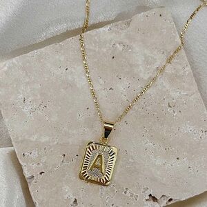 “A” Initial Card Necklace